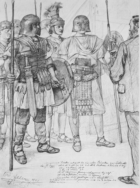 Zeichnung von C. W. Allers: Römische Soldaten (1890). Via wikimedia commons.
